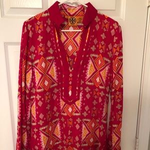Tory Burch Pink Orange Tunic Size 10
